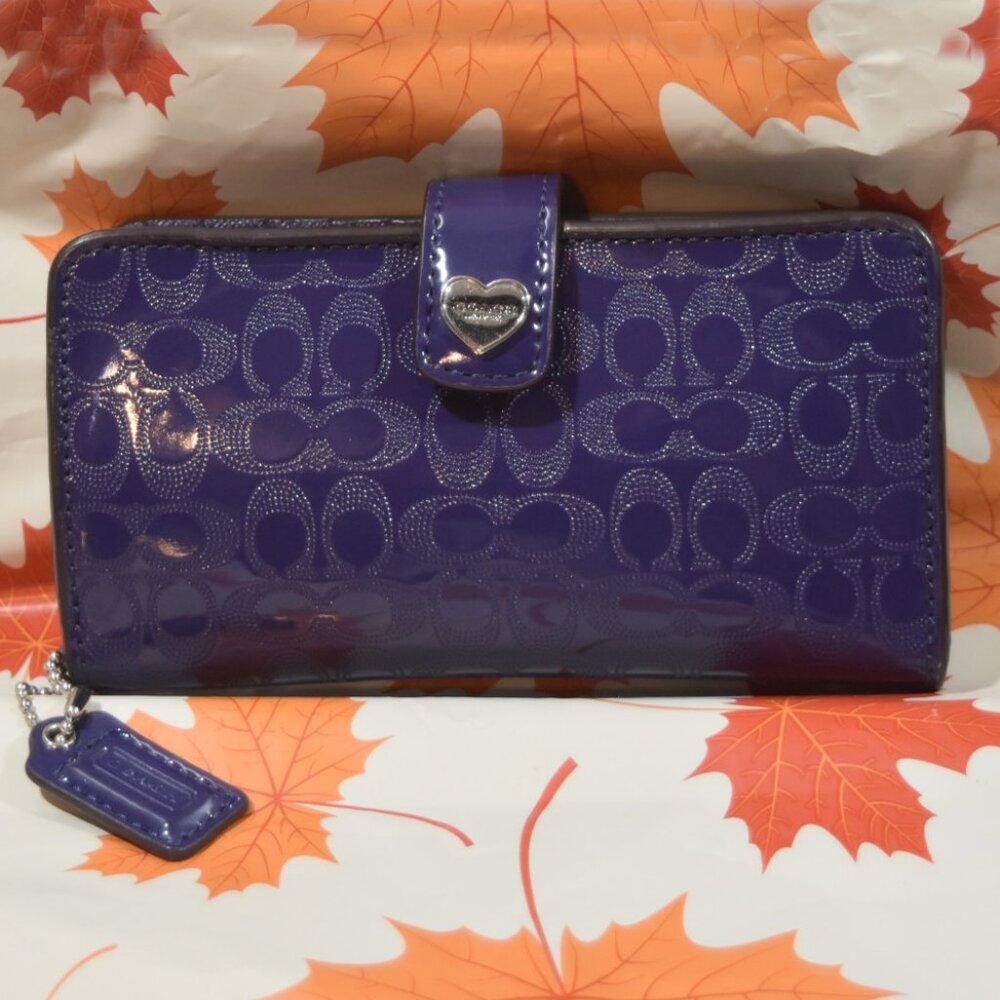 Coach Purple Wallet with Heart Detail